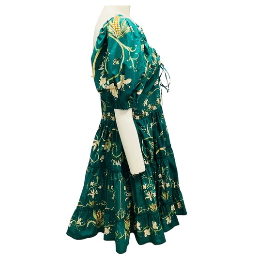 Agua by Agua Bendita Green Multi Manzanilla Esmeralda Cotton Mini Dress