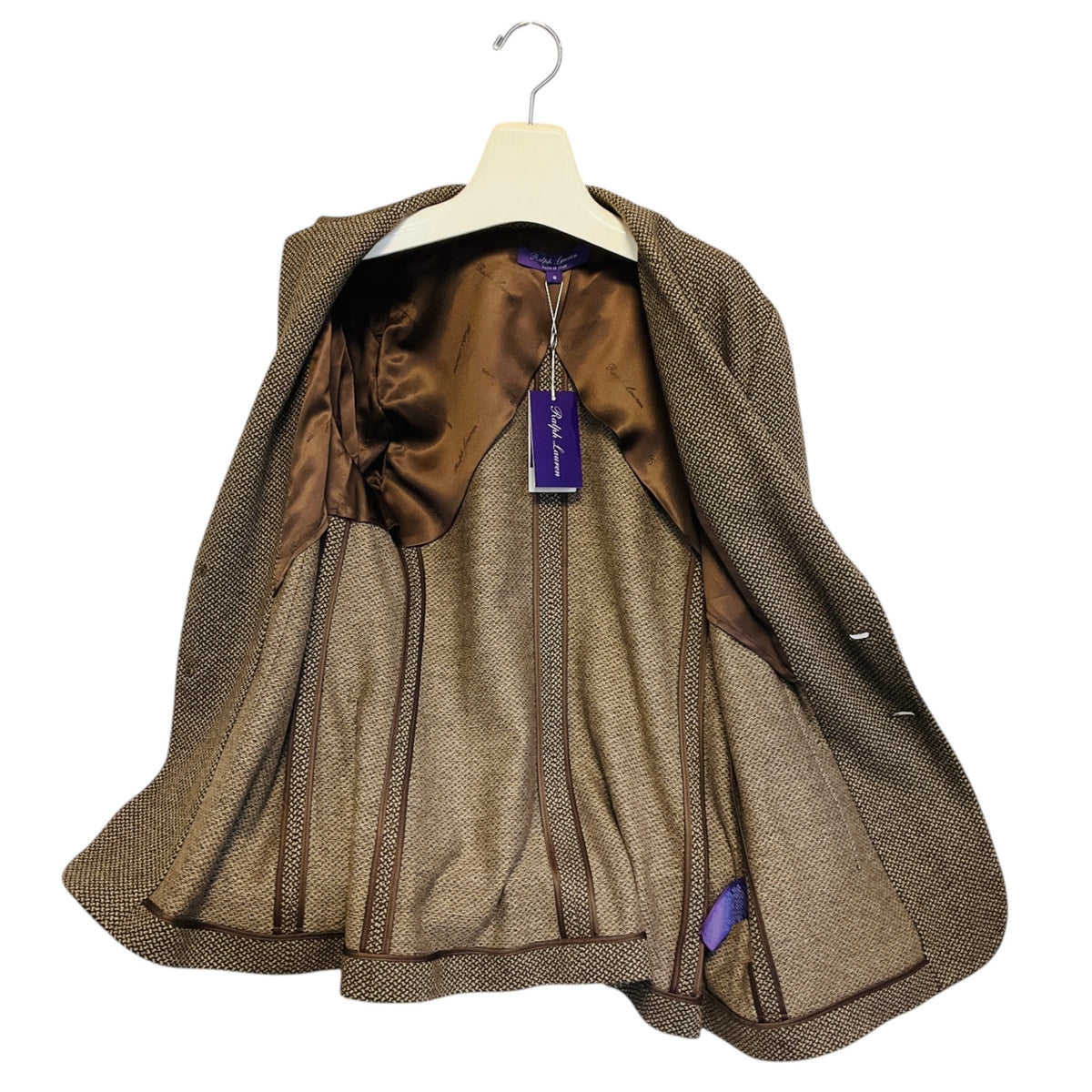 Ralph Lauren Collection Brown / Beige Hailey Single Breasted Tweed Blazer