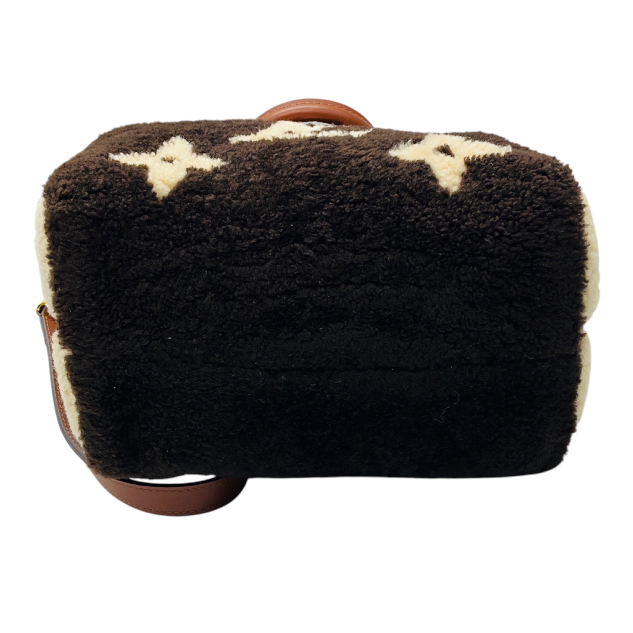 Louis Vuitton Chocolate / Cream Shearling Monogram LV Ski Cozygram Speedy Bandouliere 25 Handbag