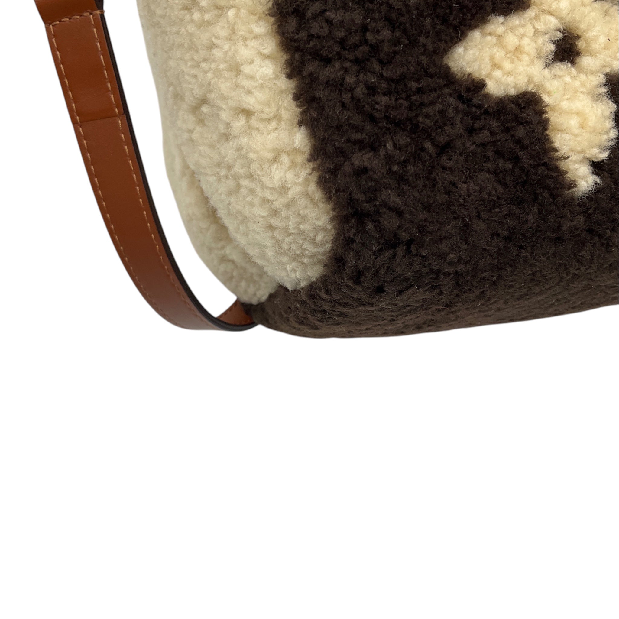 Louis Vuitton Chocolate / Cream Shearling Monogram LV Ski Cozygram Speedy Bandouliere 25 Handbag