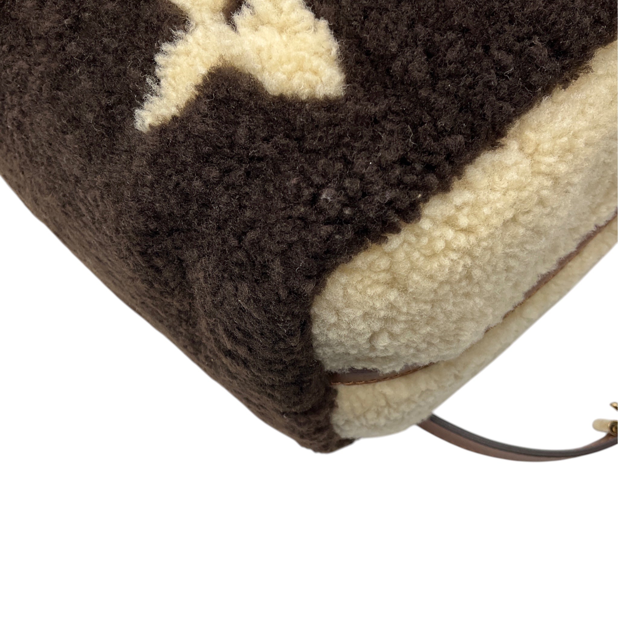 Louis Vuitton Chocolate / Cream Shearling Monogram LV Ski Cozygram Speedy Bandouliere 25 Handbag