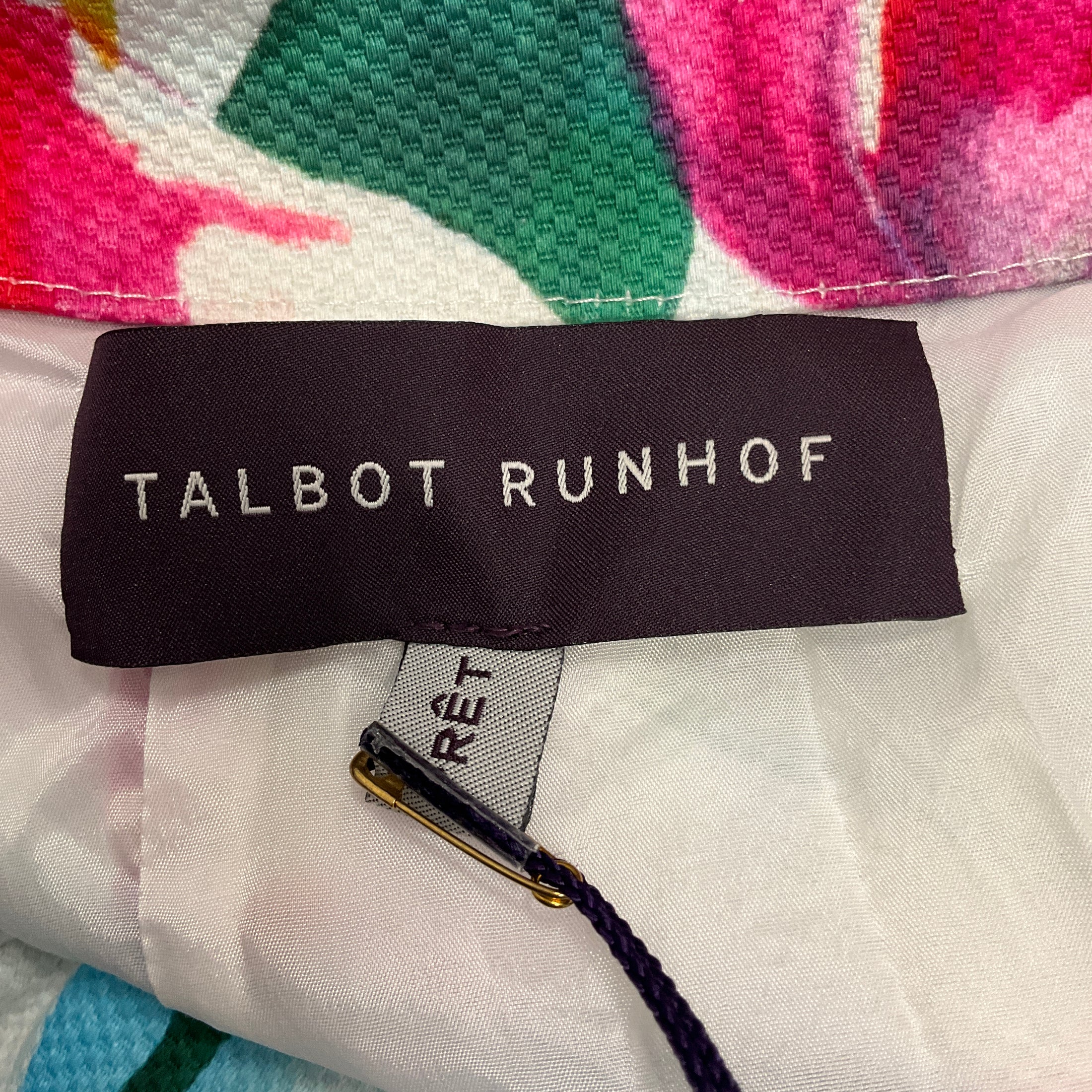 Talbot Runhof Light Blue Multi Floral Cotton Pique Midi Dress