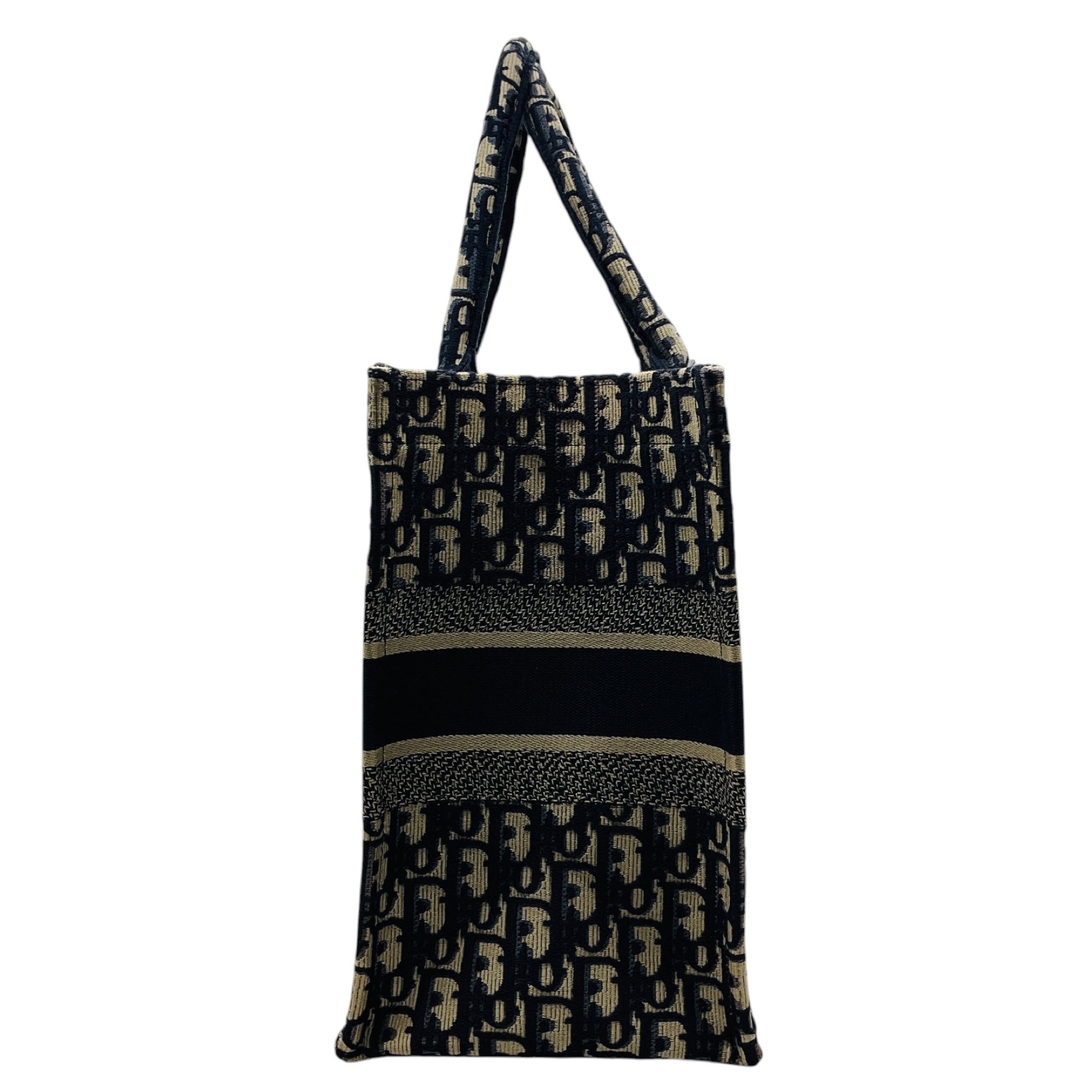 Christian Dior Ecru / Blue Dior Oblique Embroidery Medium Dior Book Tote Handbag