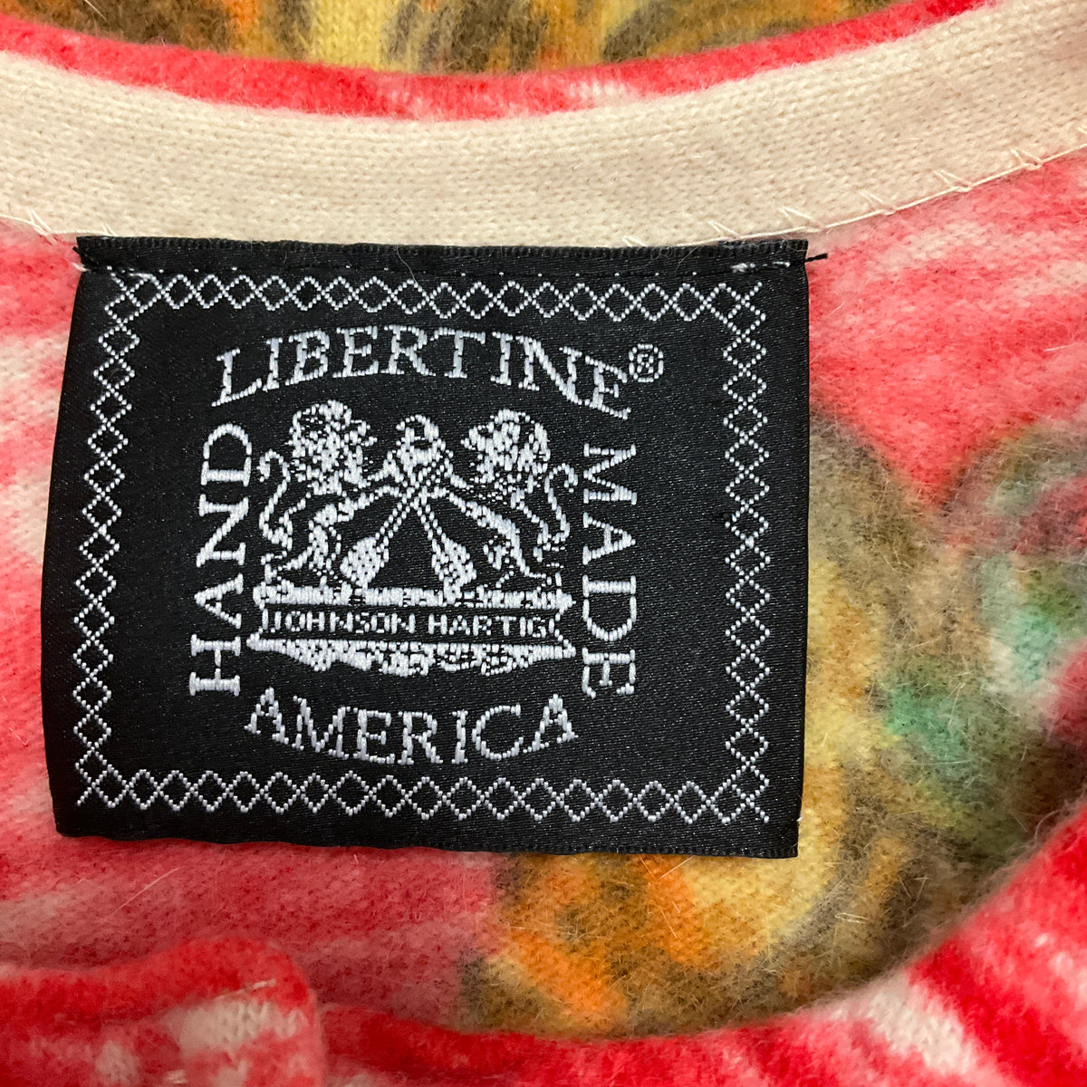 Libertine Coral Multi Embellished Knit Cardigan Sweater with Pearl Buttons