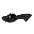 Load image into Gallery viewer, Tod's Black / Gold Studded Wood Heel Patent Leather Slide Sandals
