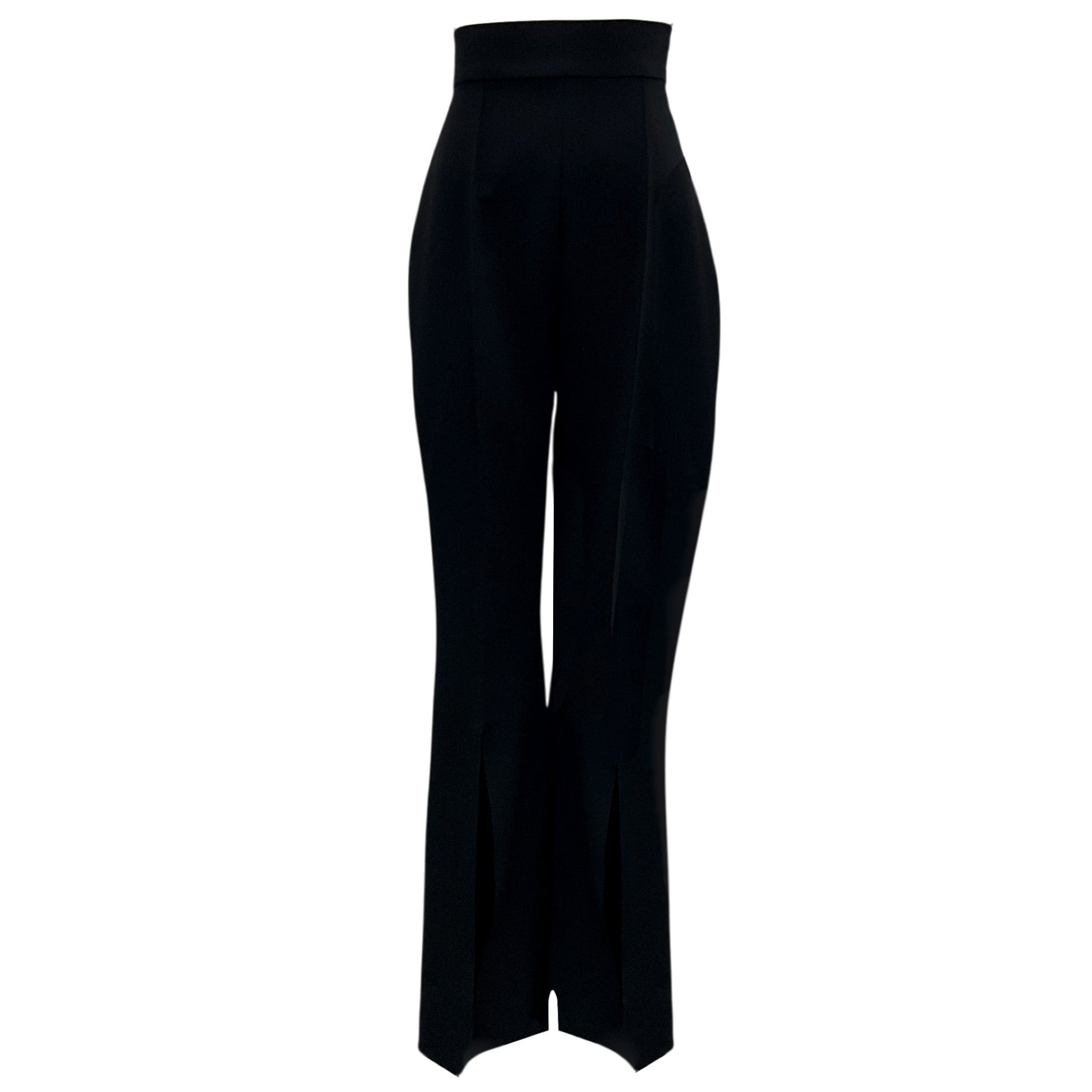 Carolina Herrera Black Flared High Rise Crepe Pants