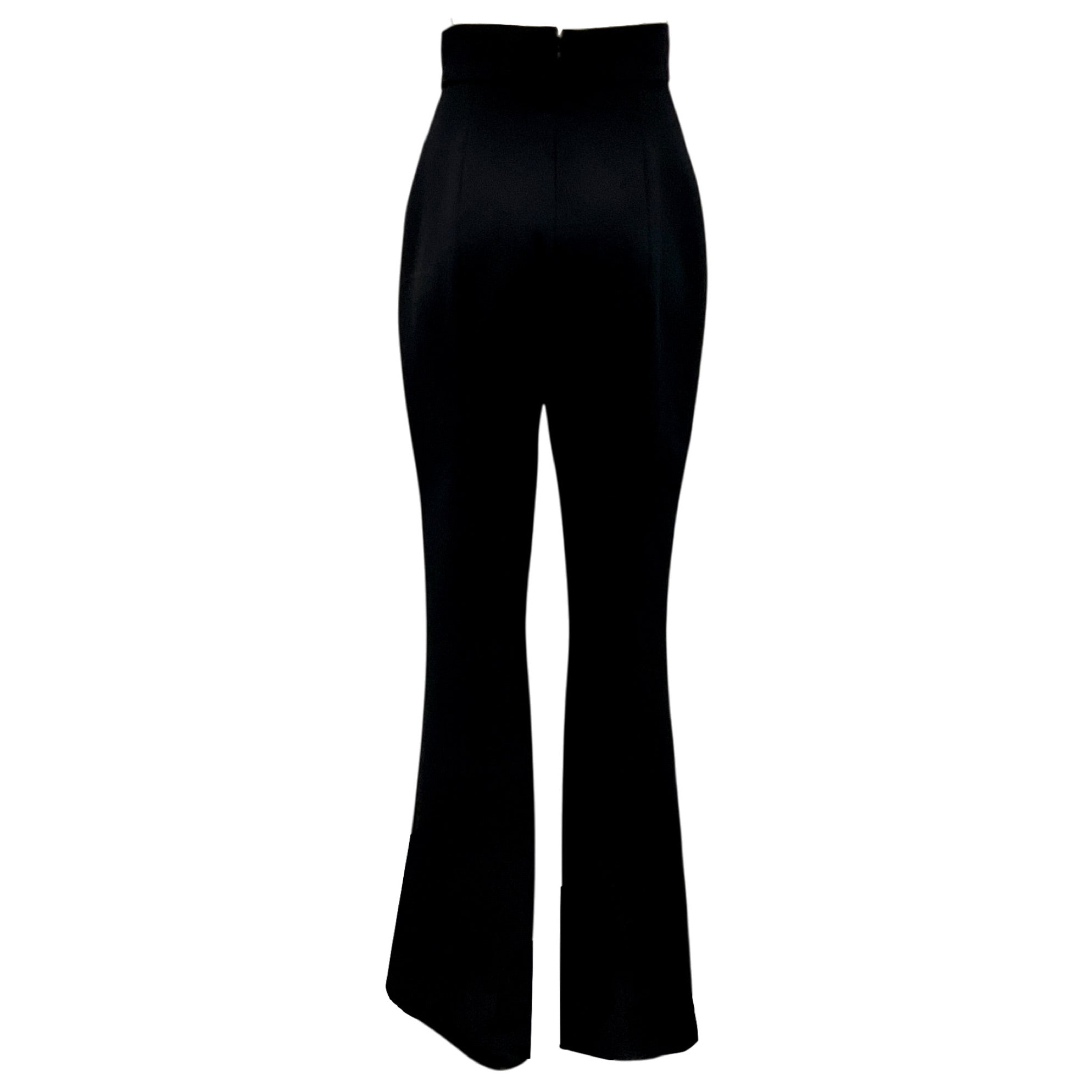 Carolina Herrera Black Flared High Rise Crepe Pants