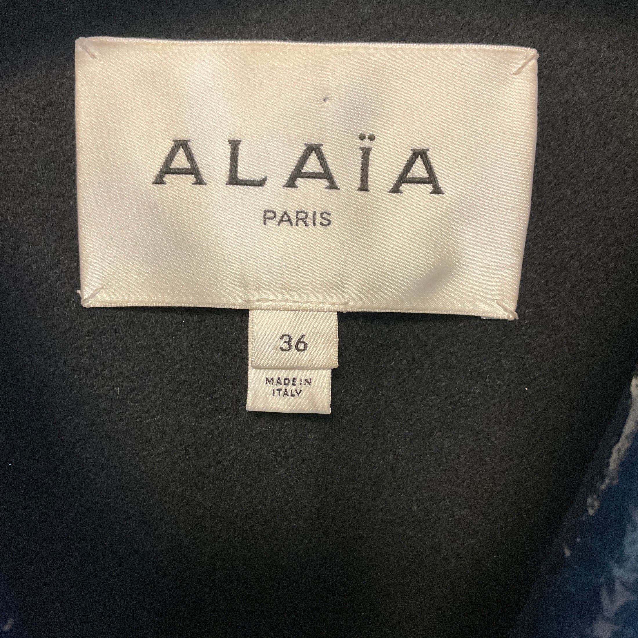 Alaia Petrol Blue Mirror Wool Double Breasted Long Trench Coat