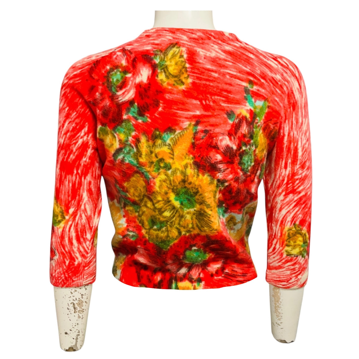 Libertine Coral Multi Embellished Knit Cardigan Sweater with Pearl Buttons