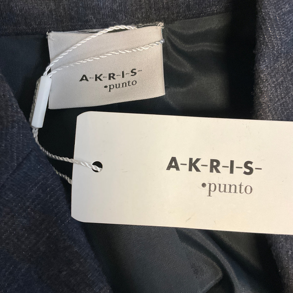 Akris Punto Navy Blue Plaid Button Front Wool and Cashmere Jacket