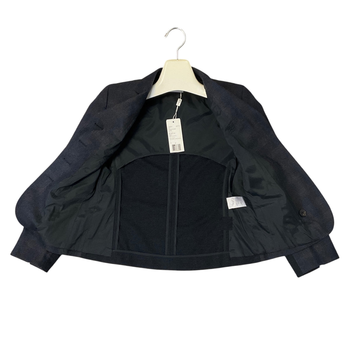 Akris Punto Navy Blue Plaid Button Front Wool and Cashmere Jacket