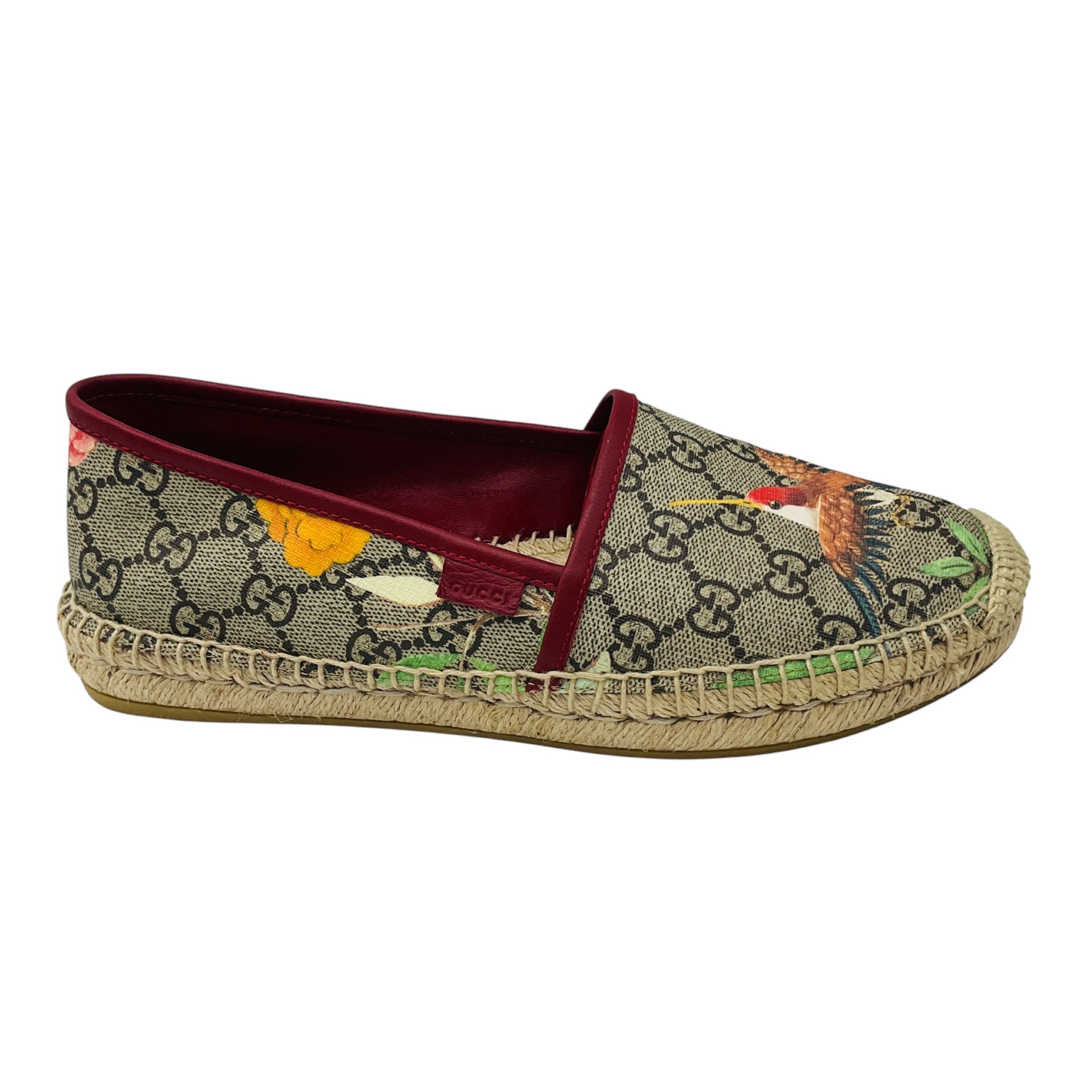 Gucci Beige Multi Tian GG Supreme Monogram Bird Print Espadrilles