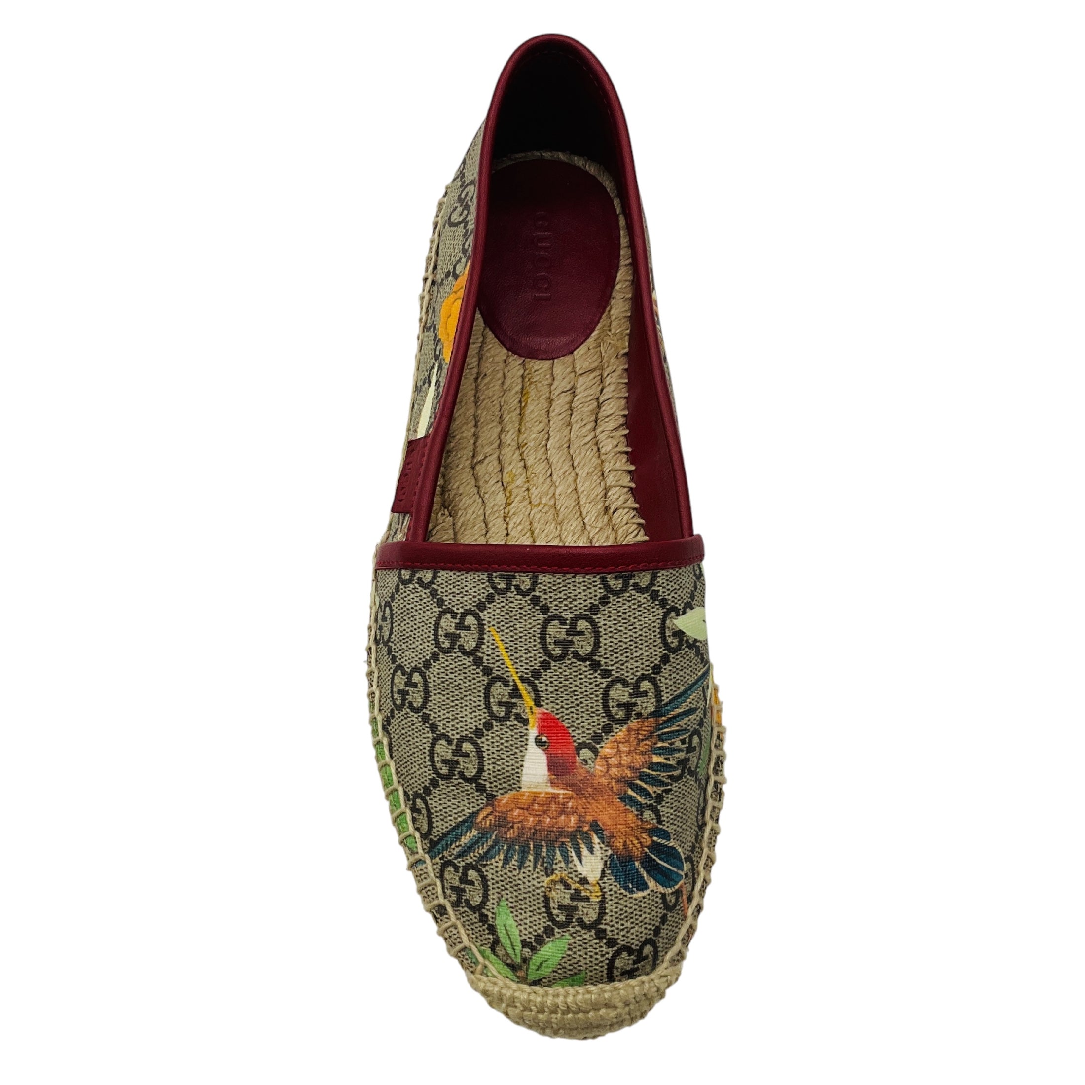 Gucci Beige Multi Tian GG Supreme Monogram Bird Print Espadrilles