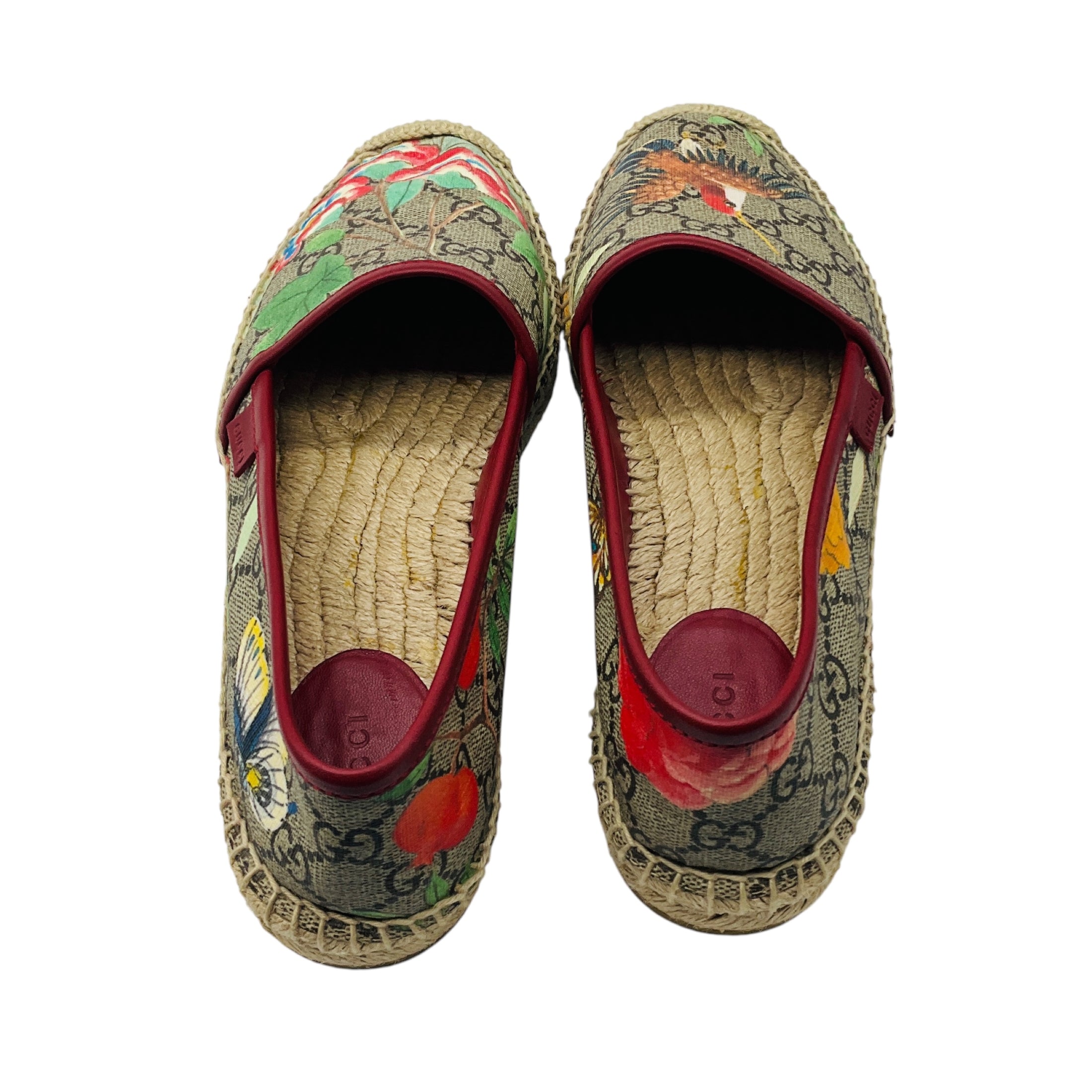 Gucci Beige Multi Tian GG Supreme Monogram Bird Print Espadrilles