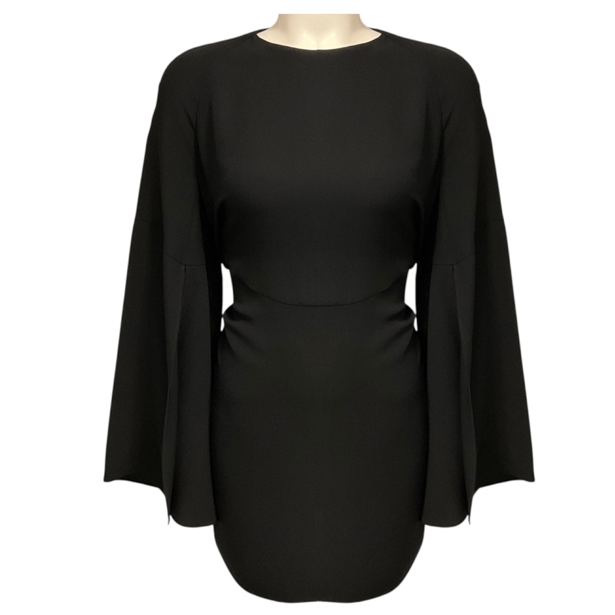 Derek Lam Black Tie Back Long Sleeved Silk Mini Dress with Slits