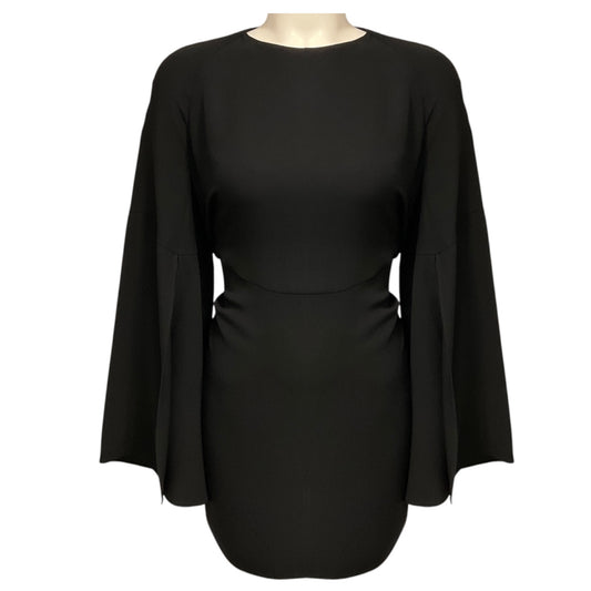 Derek Lam Black Tie Back Long Sleeved Silk Mini Dress with Slits