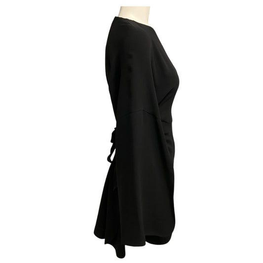 Derek Lam Black Tie Back Long Sleeved Silk Mini Dress with Slits