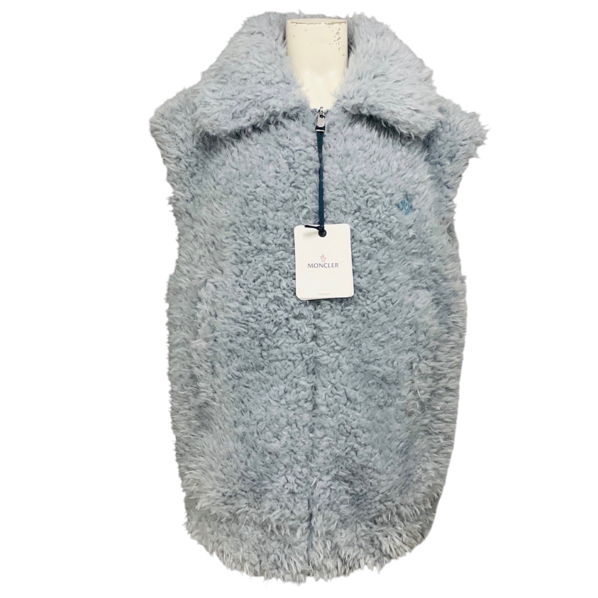 Moncler Light Blue Archard Reversible Faux Fur and Nylon Vest