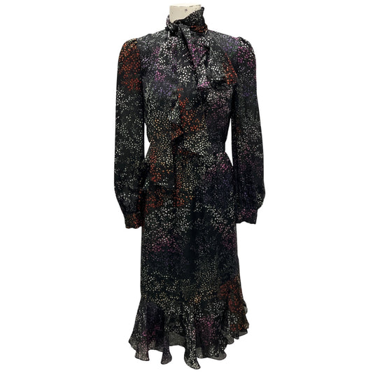 Co Black Multi Fall Winter Printed Silk Chiffon Dress