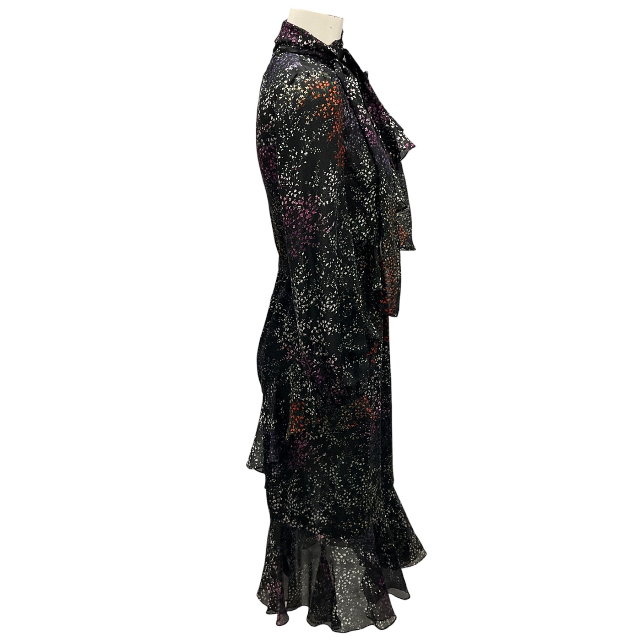 Co Black Multi Fall Winter Printed Silk Chiffon Dress