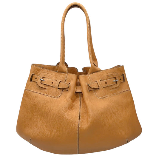 Tod's Tan Belt Detail Pebbled Leather Handbag