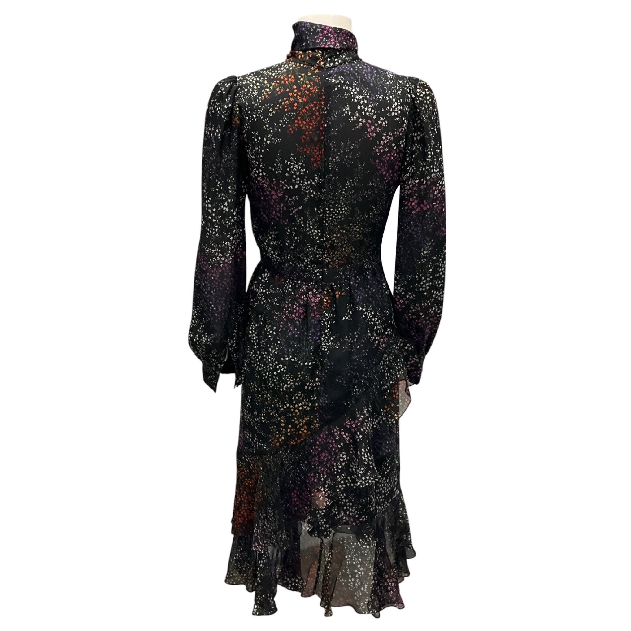 Co Black Multi Fall Winter Printed Silk Chiffon Dress