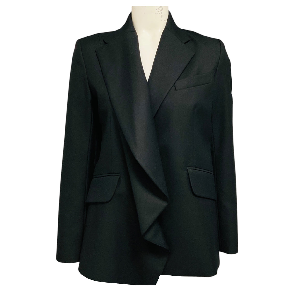 WE-AR4 Deep Black Draped Wool Uptown Blazer