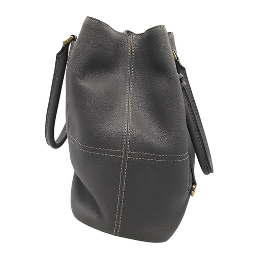Loro Piana Grey Large Pebbled Leather Handbag