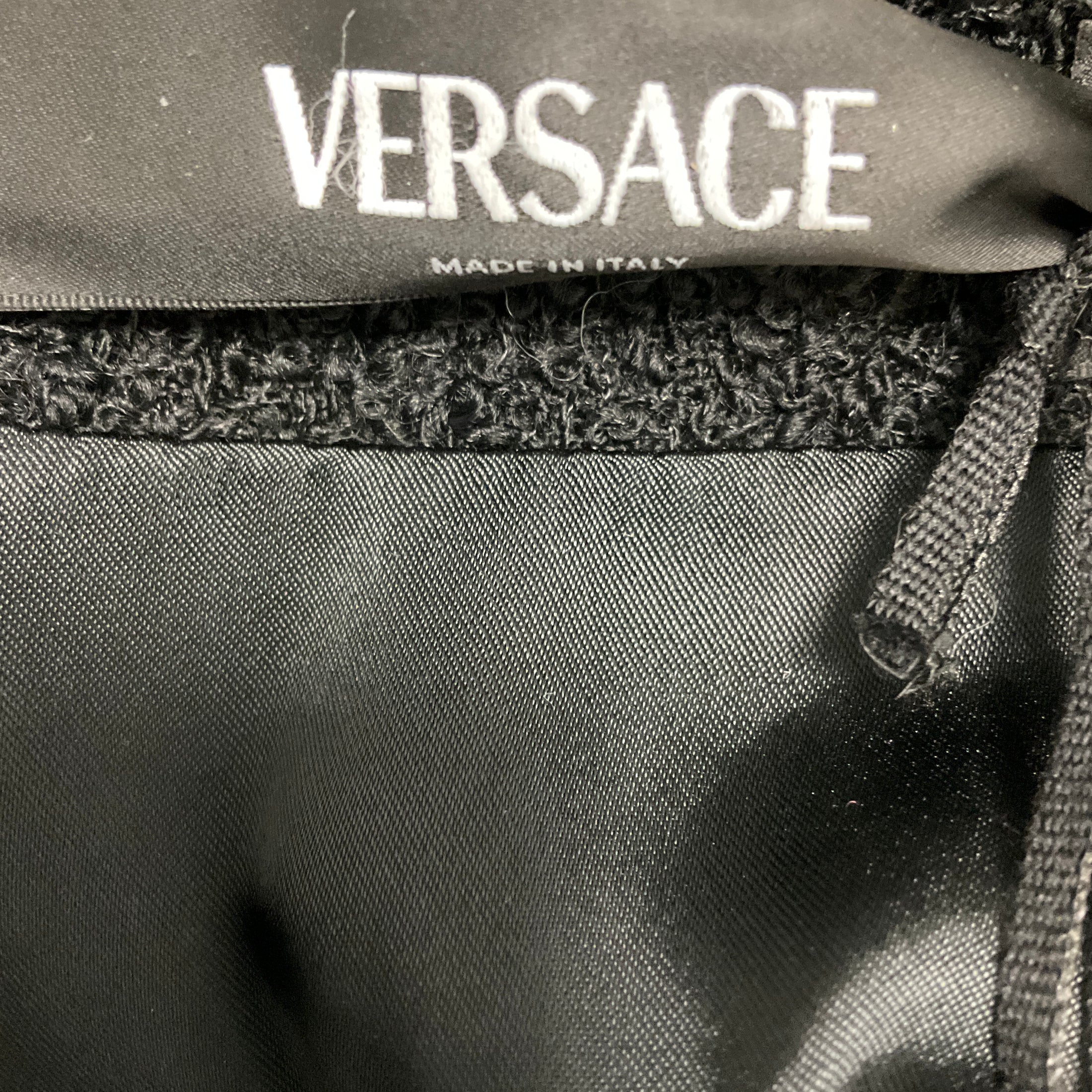 Versace Black Heritage Tweed Cardigan Jacket