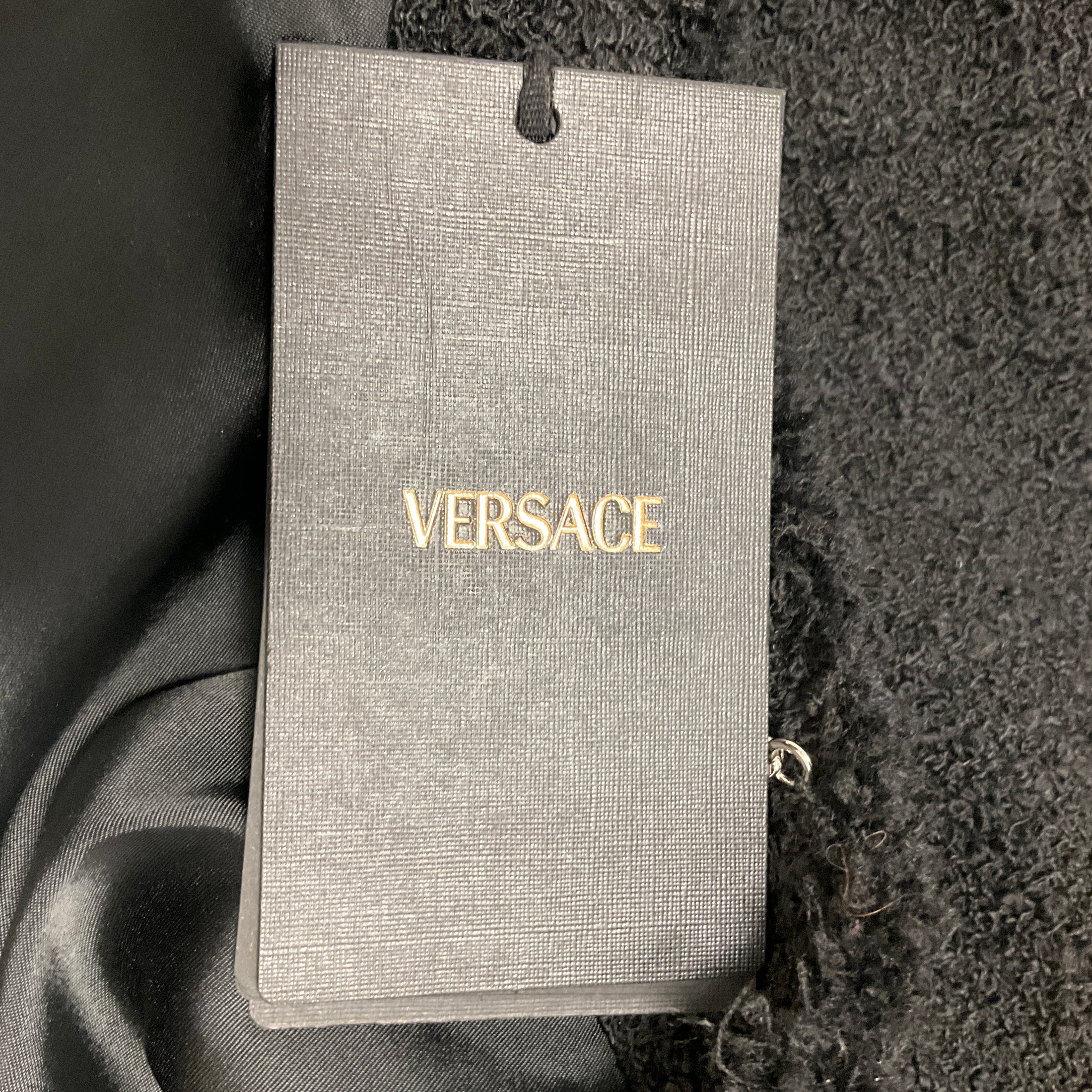 Versace Black Heritage Tweed Cardigan Jacket