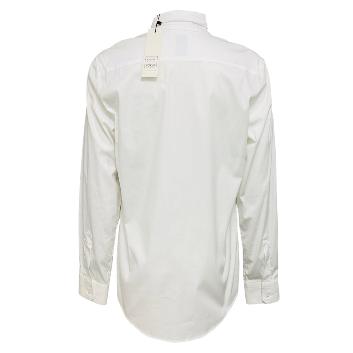 Sara Roka White Tie Neck Cotton Lian Blouse