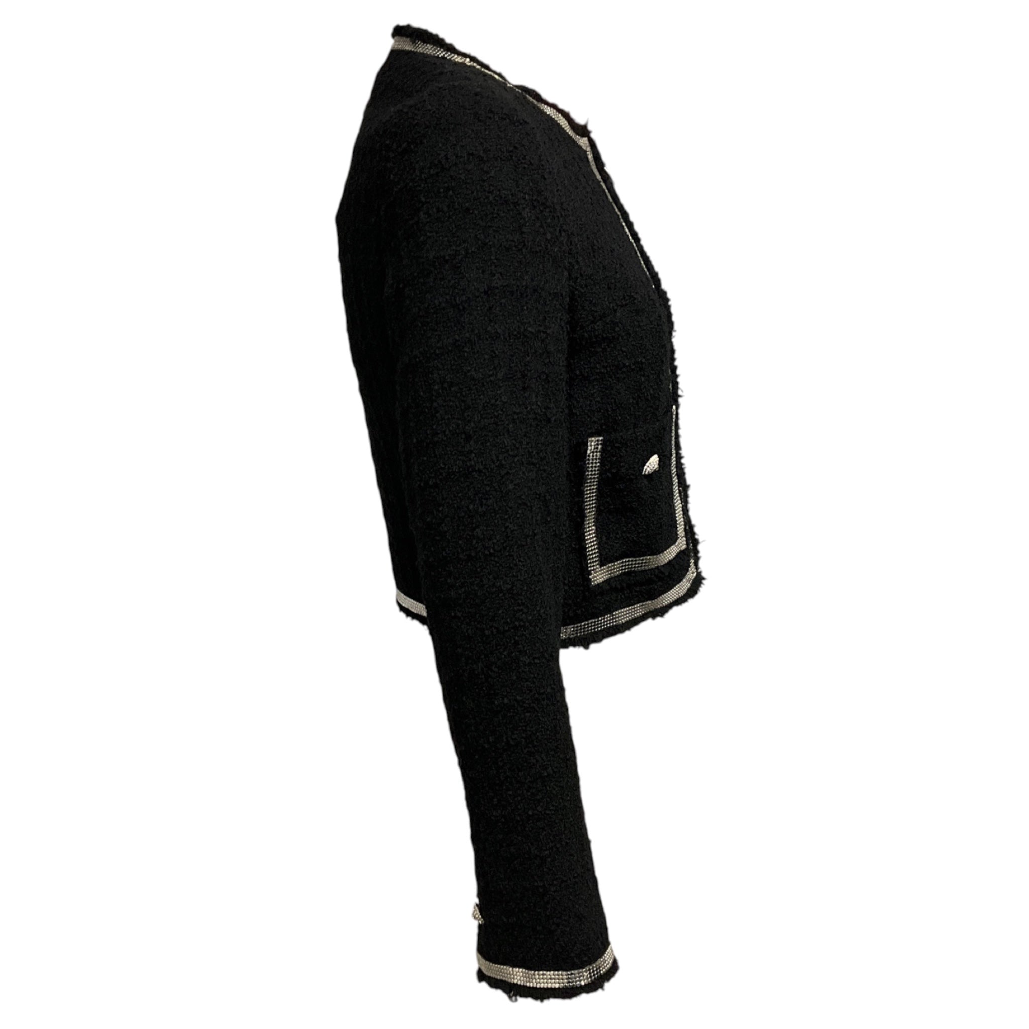 Versace Black Heritage Tweed Cardigan Jacket