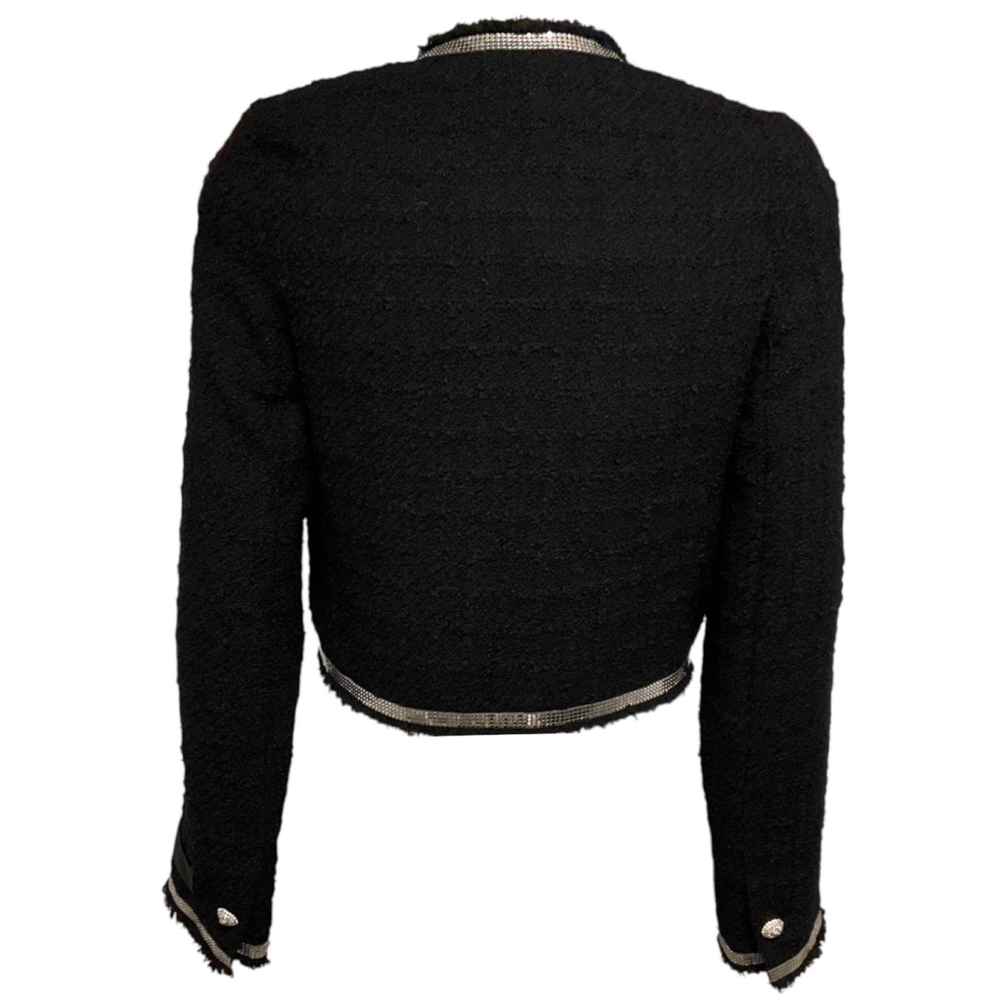 Versace Black Heritage Tweed Cardigan Jacket