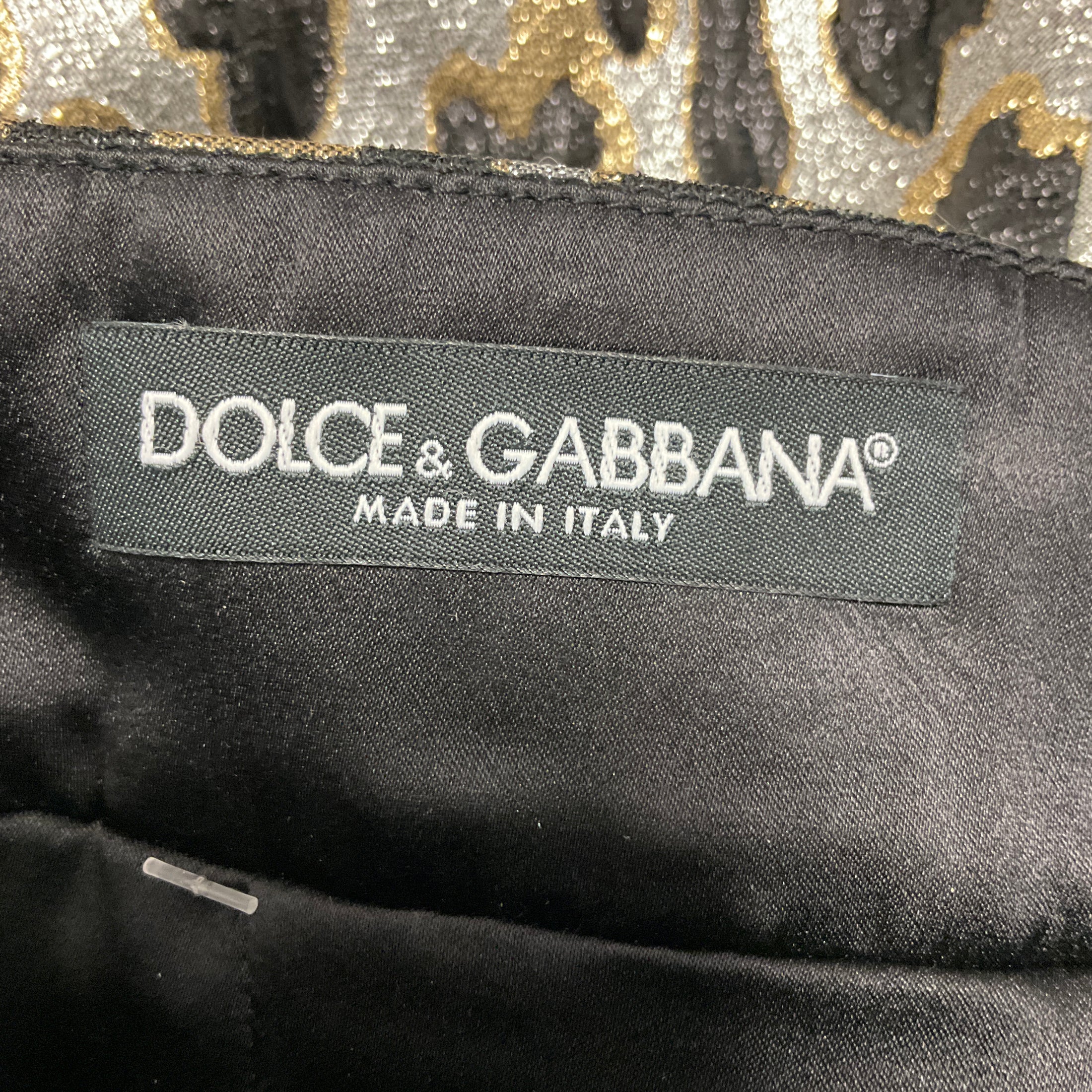 Dolce & Gabbana Black / Gold / Silver Metallic Animal Print Lurex Skirt