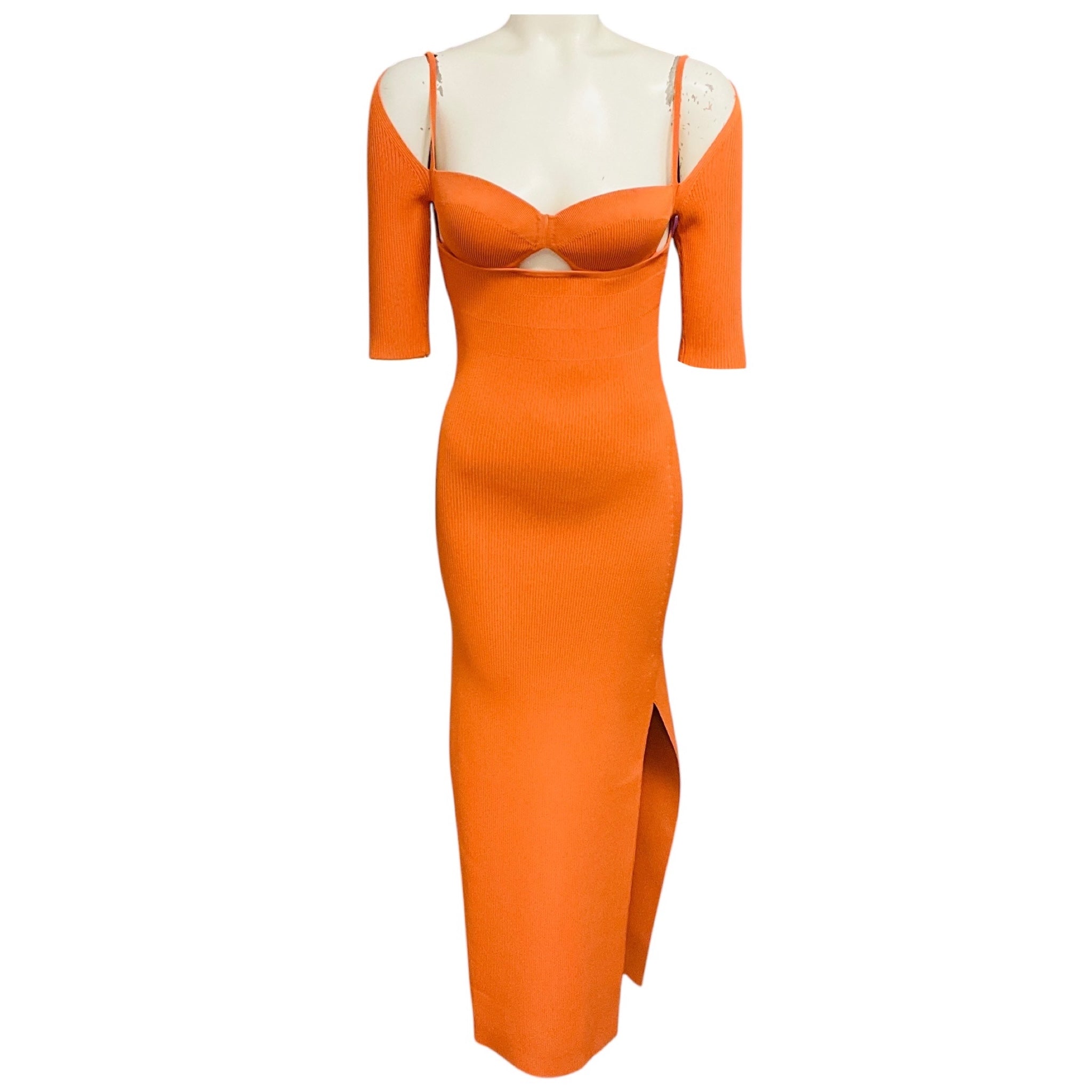 Altuzarra Orange Mareen Ribbed Knit Midi Dress