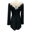 Load image into Gallery viewer, David Koma Black / White Cady & Macrame Lace Trim Long Sleeve Mini Dress
