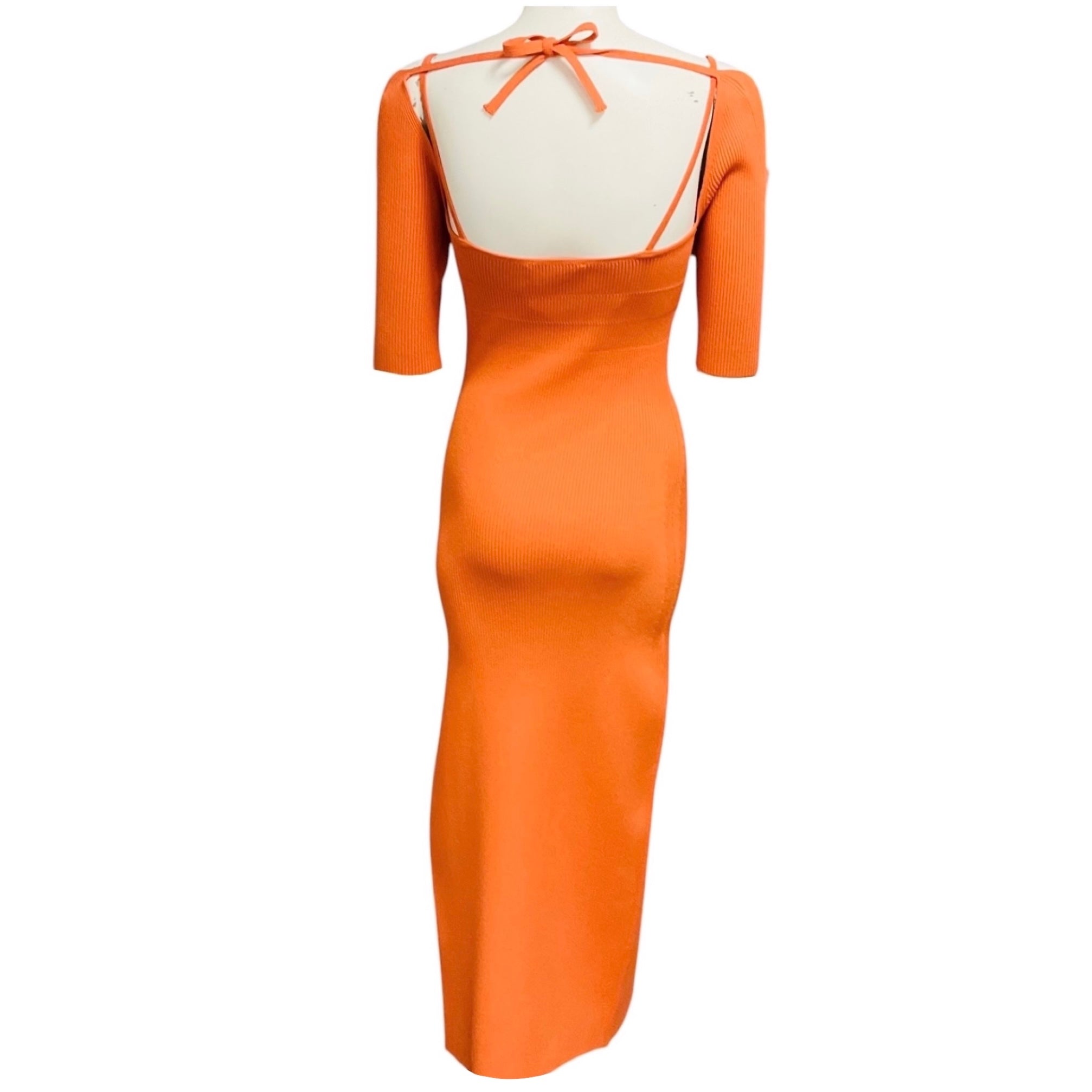 Altuzarra Orange Mareen Ribbed Knit Midi Dress
