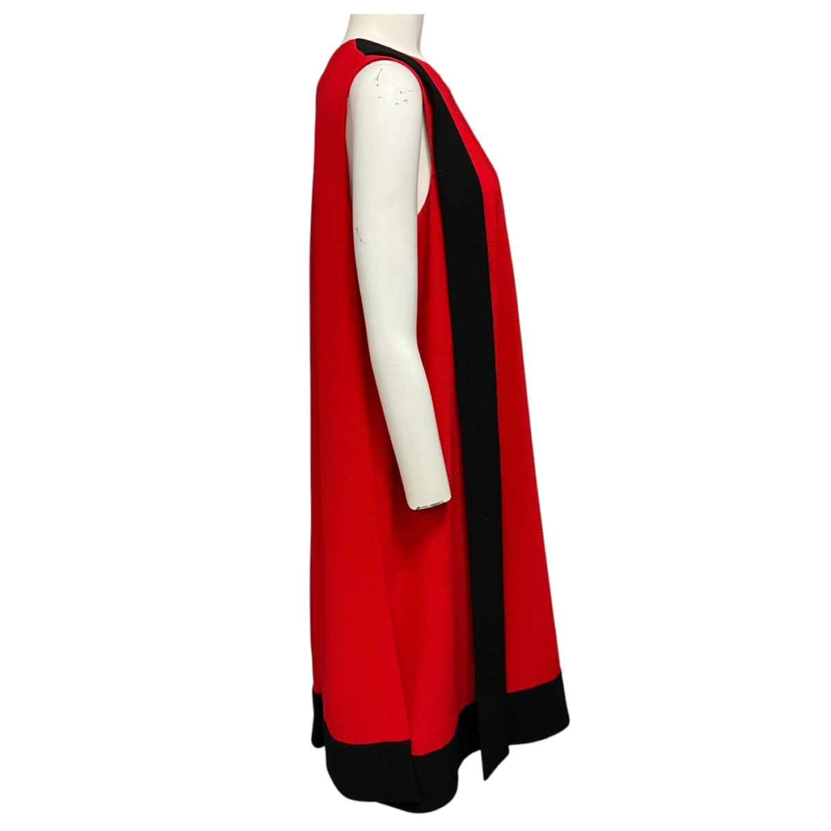 Akris Red / Black Two-Tone Colorblock Sleeveless Midi Dress