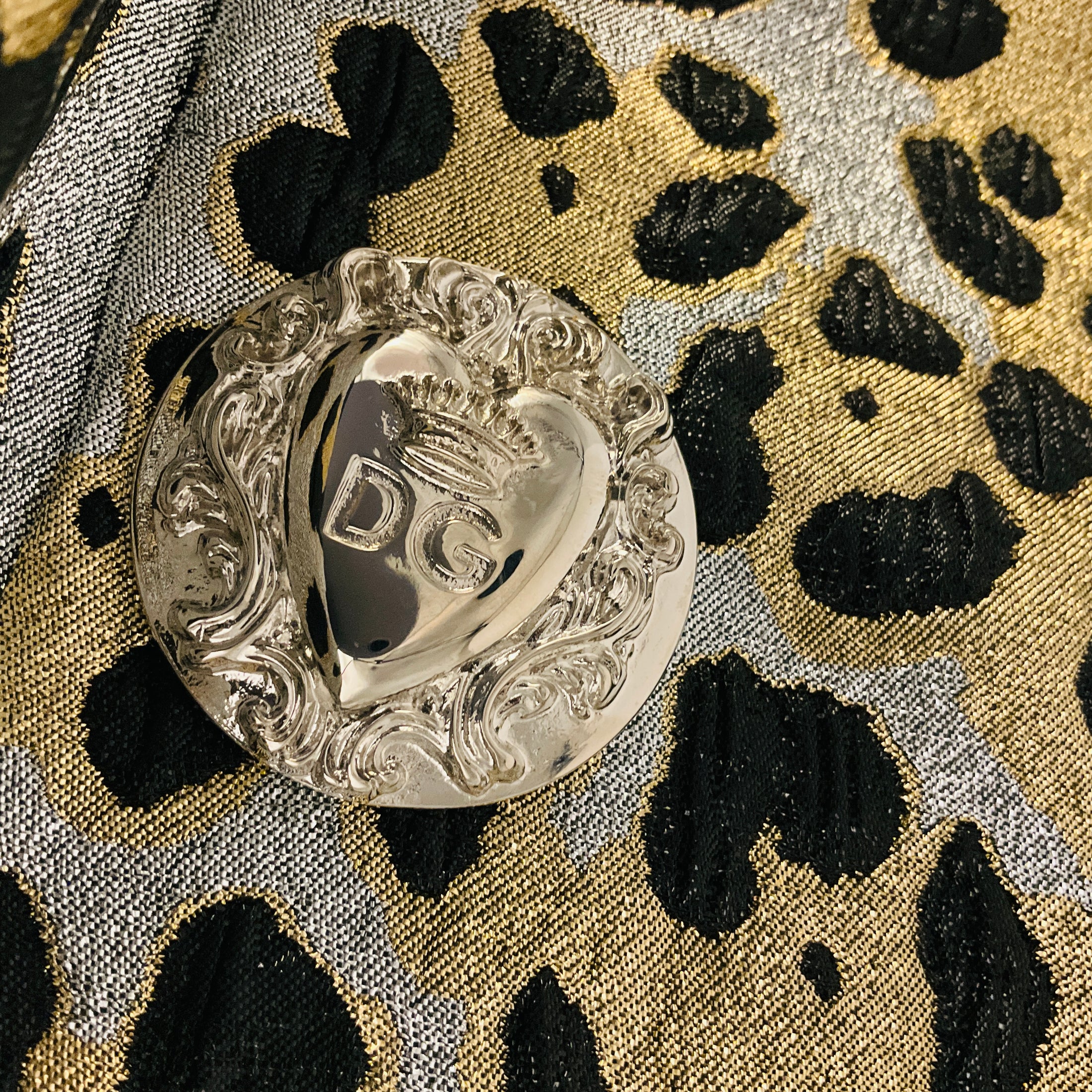 Dolce & Gabbana Black / Gold / Silver Metallic Animal Print Lurex Skirt