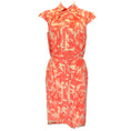 Load image into Gallery viewer, Oscar de la Renta Orange / Beige Printed Silk Midi Dress
