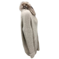 Load image into Gallery viewer, Peserico Grey Fur Trimmed Knit Cardigan Sweater
