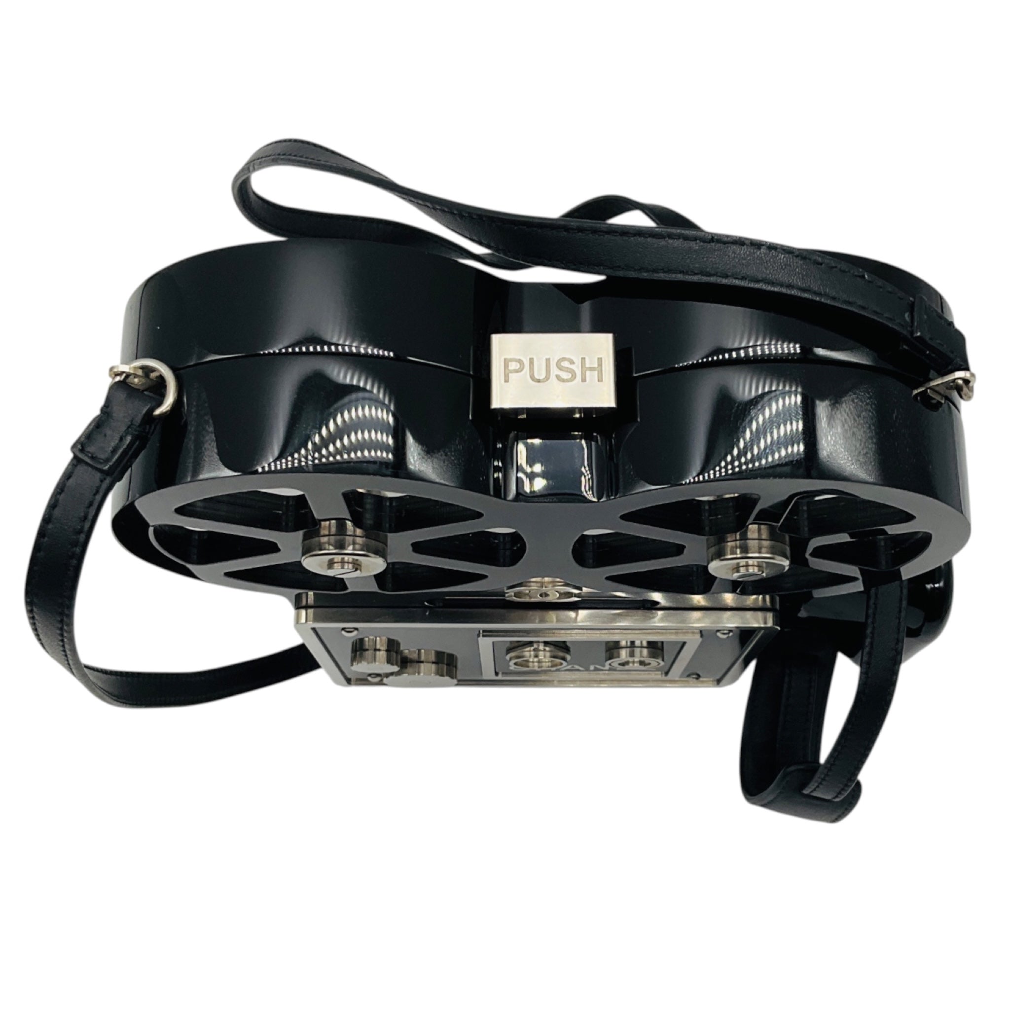 Chanel Black 2016 Plexiglass Crystal Buonasera Film Projector Minaudiere Clutch