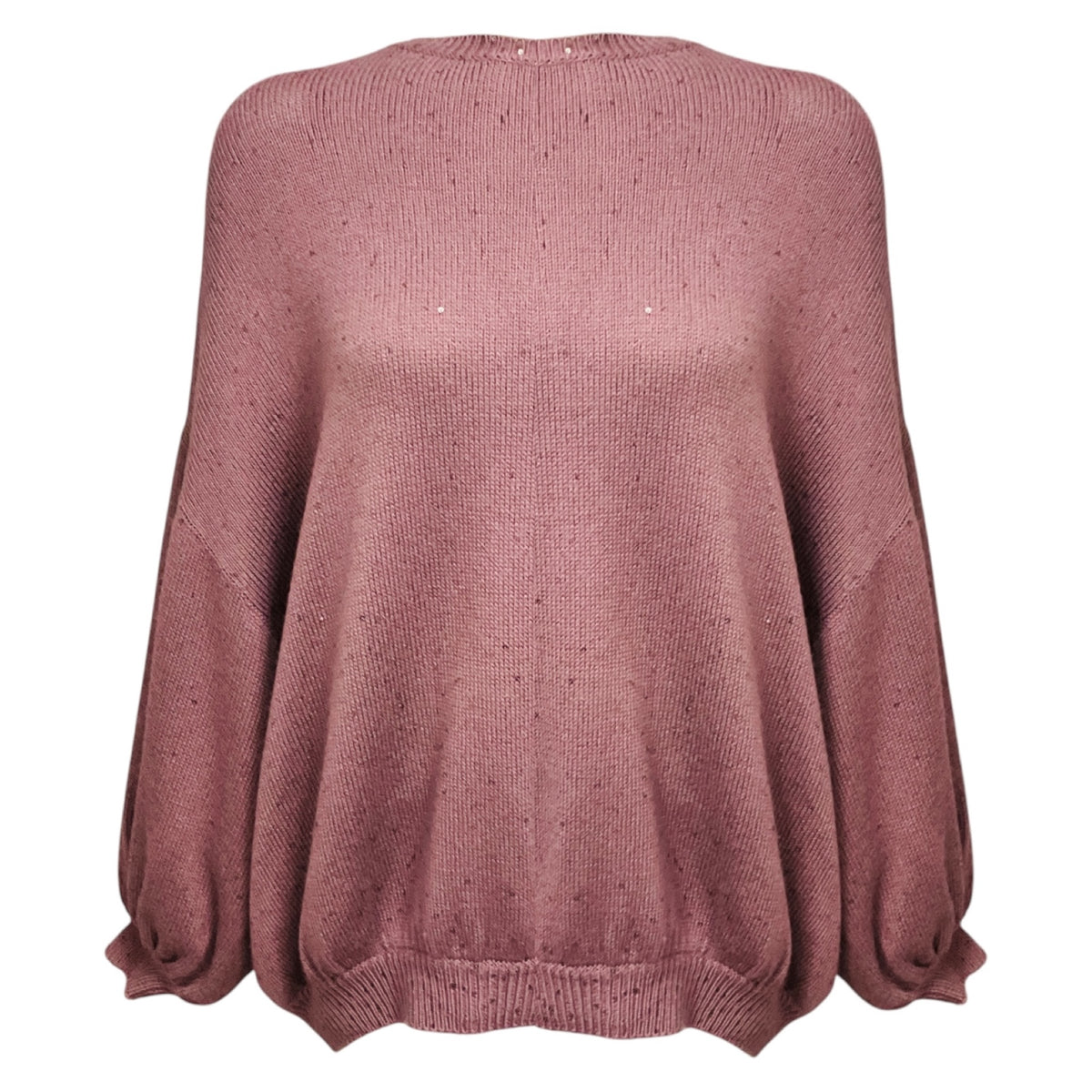 Brunello Cucinelli Mauve Sequined Oversized Cashmere and Silk Knit Slouchy Sweater