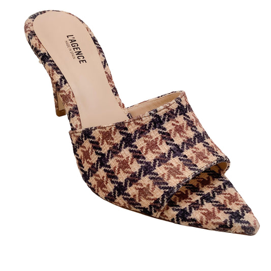 L'Agence Brown Houndstooth Lolita Slip On Mules