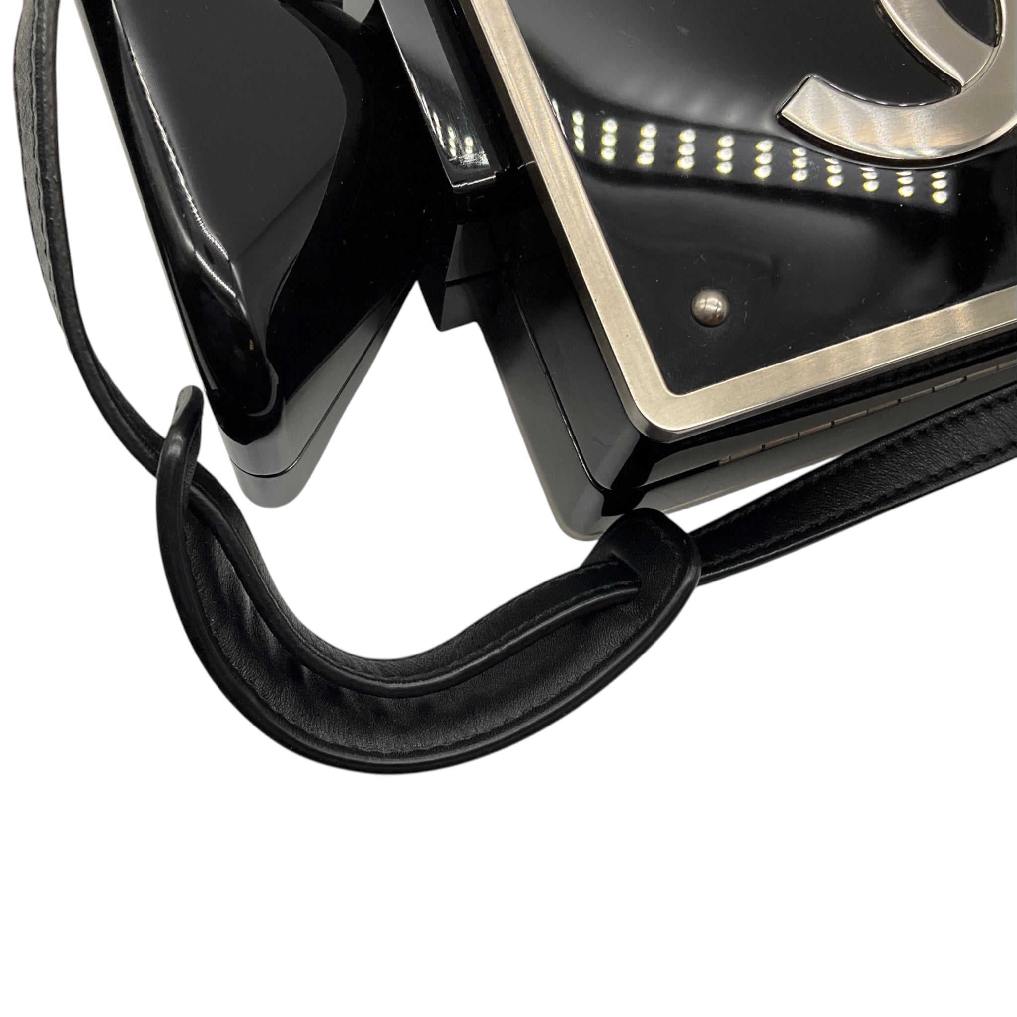 Chanel Black 2016 Plexiglass Crystal Buonasera Film Projector Minaudiere Clutch