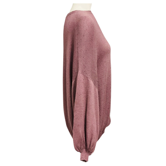 Brunello Cucinelli Mauve Sequined Oversized Cashmere and Silk Knit Slouchy Sweater