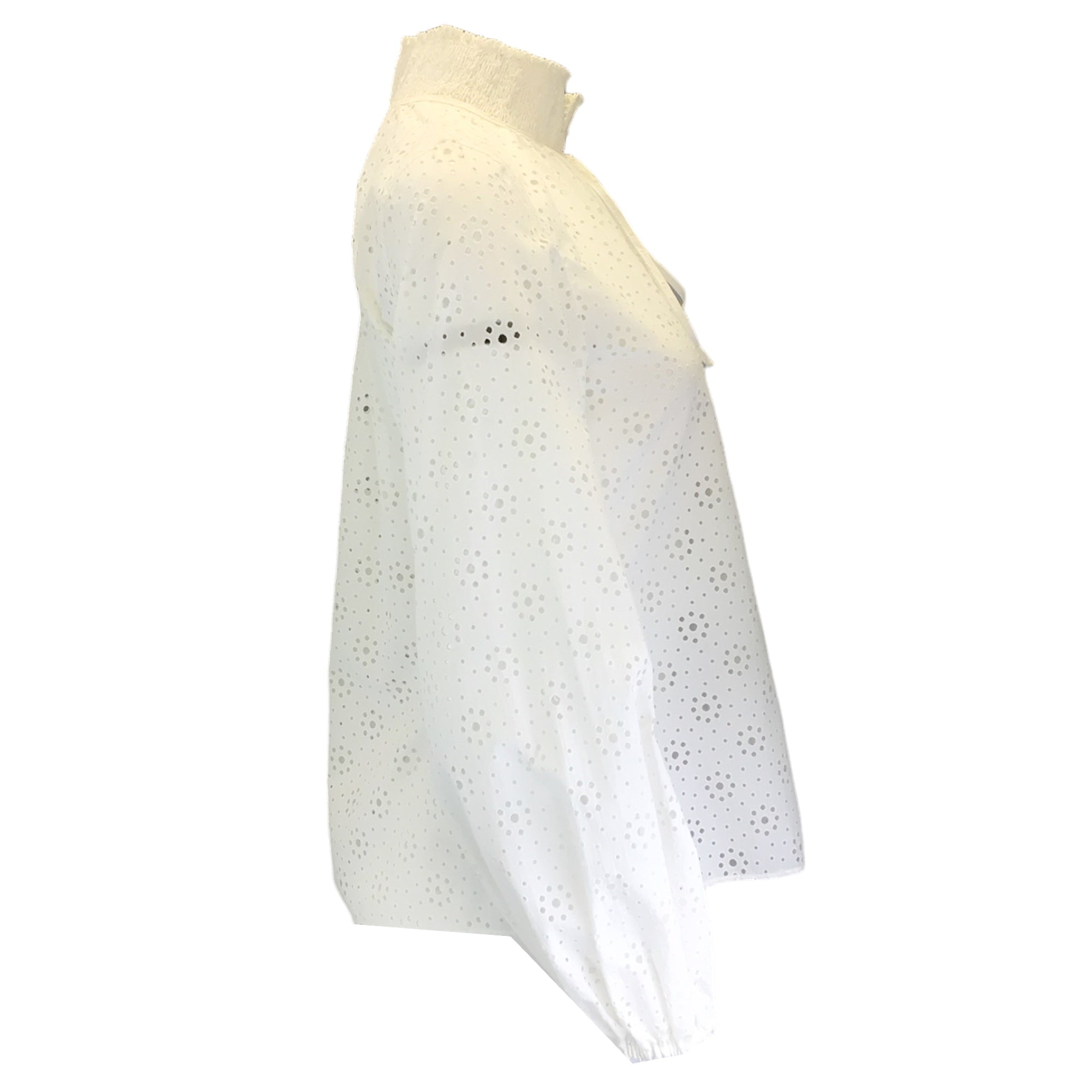 Akris Punto White Long Sleeved Eyelet Cotton Blouse