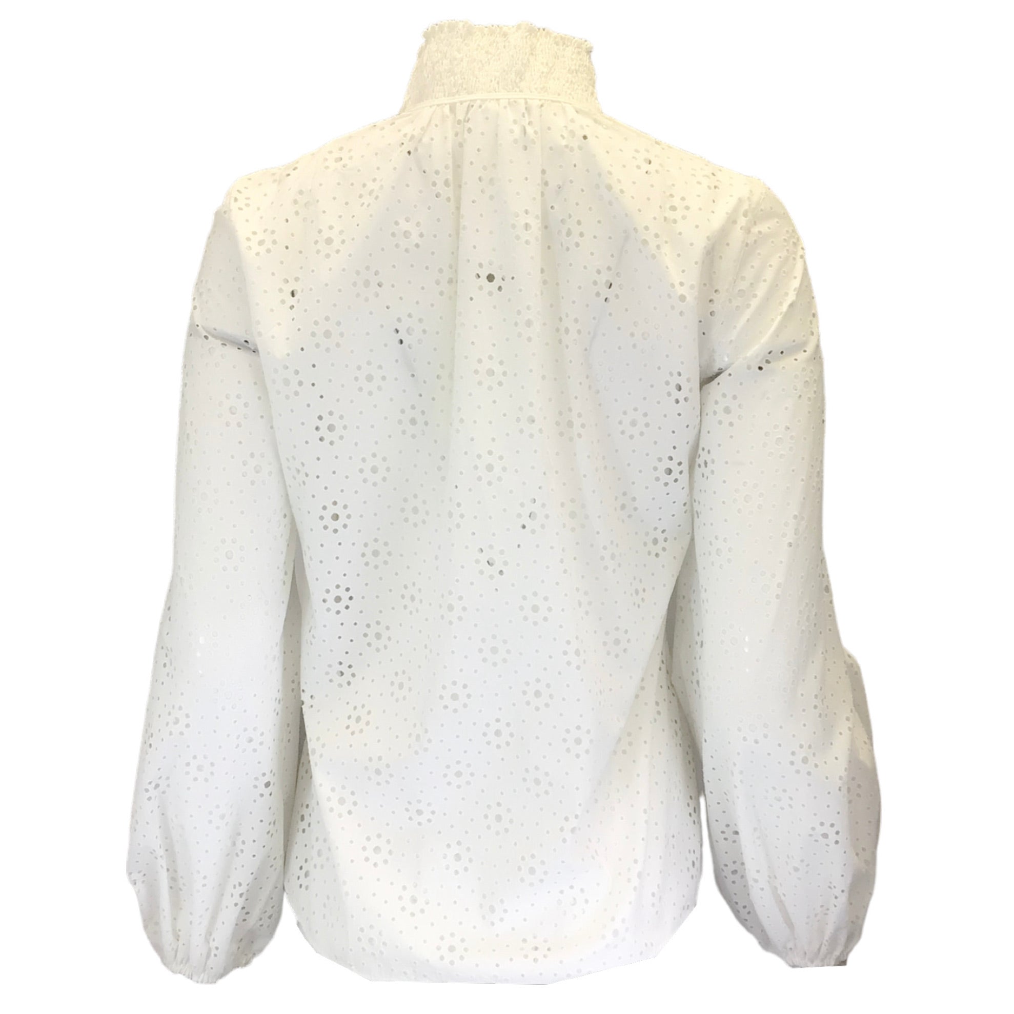 Akris Punto White Long Sleeved Eyelet Cotton Blouse