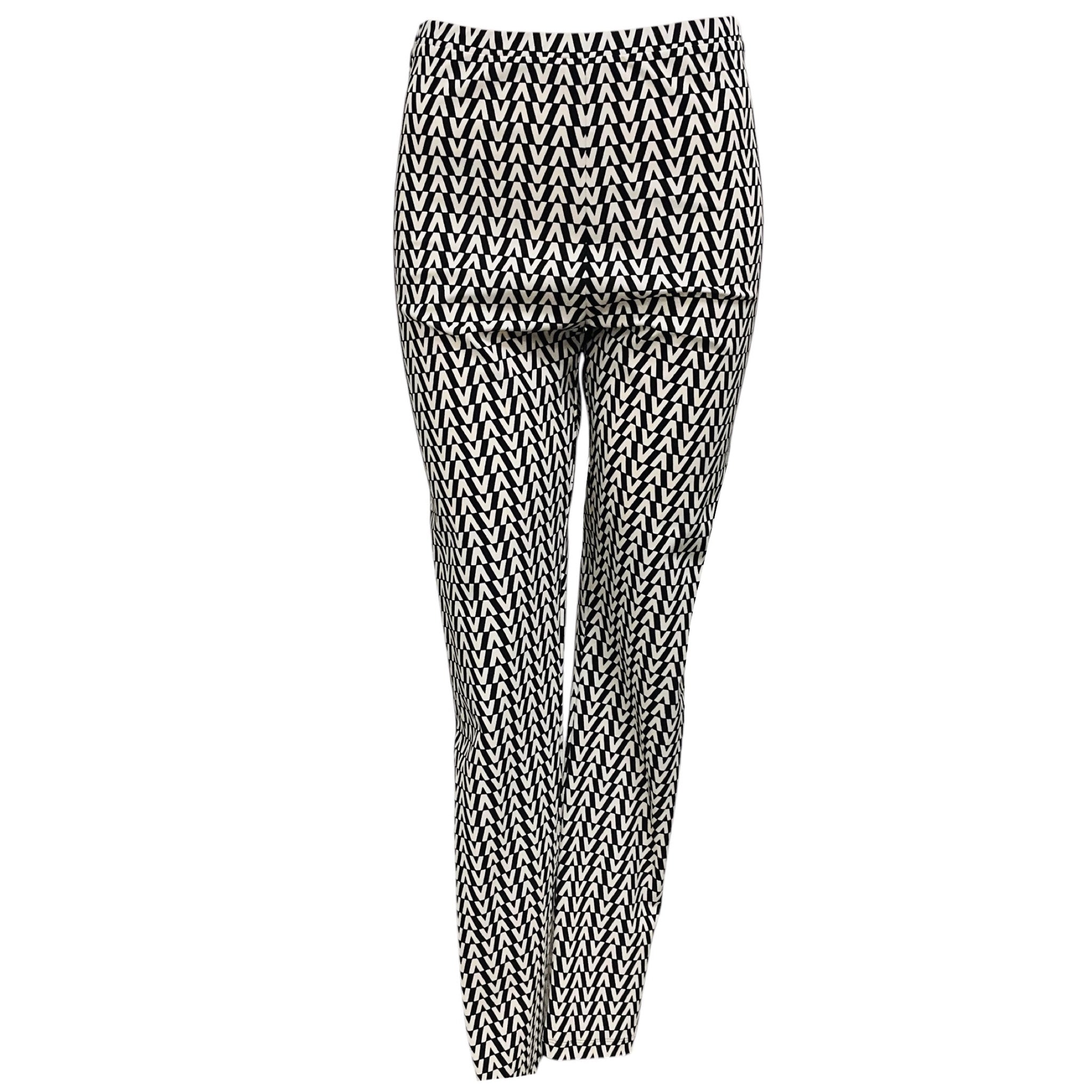 Valentino Black / White All Over Logo Print Leggings