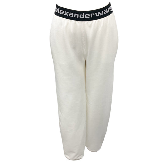 T by Alexander Wang Bright White Stretch Corduroy Pant with Logo Elastic